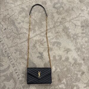 Yves Saint Laurent Black Crossbody Bag with Gold Chain